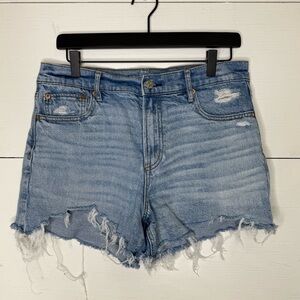 American Eagle • Strigid Light Blue Distressed Cut Off Jean Shorts Size 10